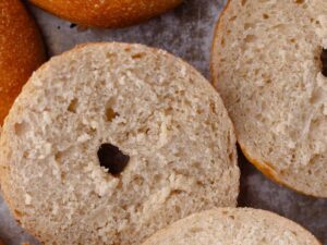 Bagels Baked and Sliced