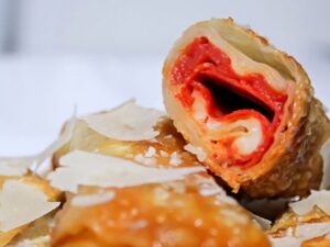 Pizza Egg Rolls with Cheese